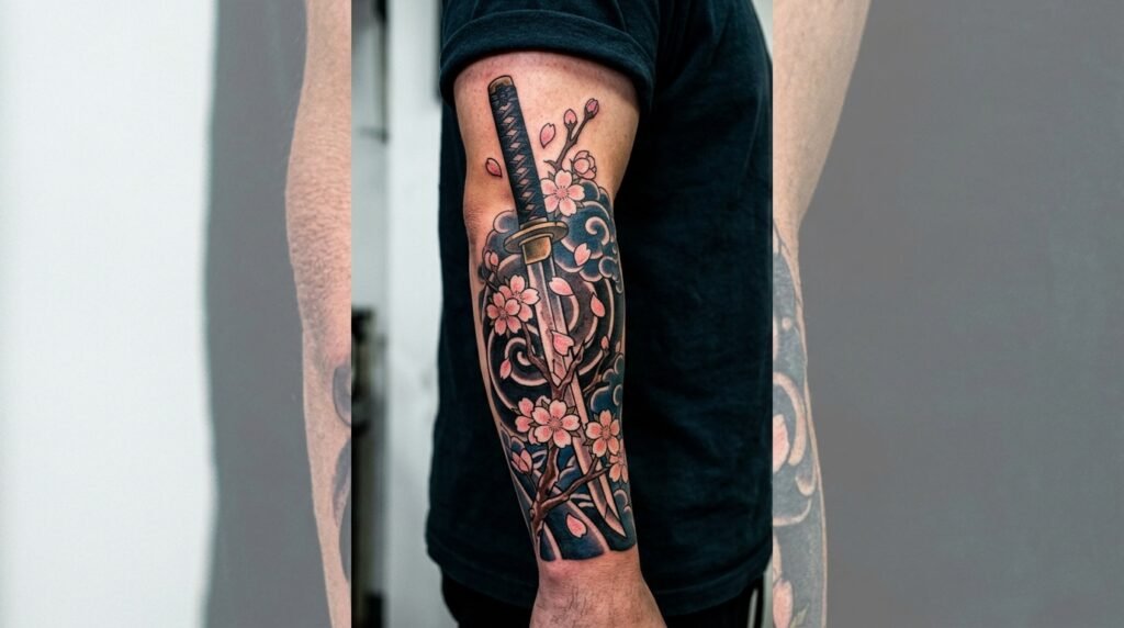 Katana Blossom Tattoo