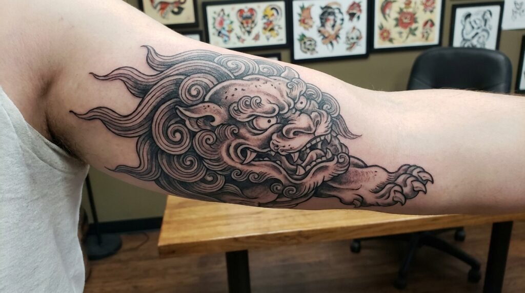 Chinese Guardian Lion tattoo