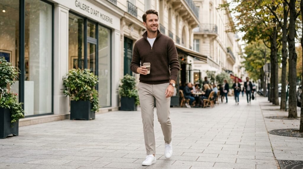 neutral luxury athleisure outfit