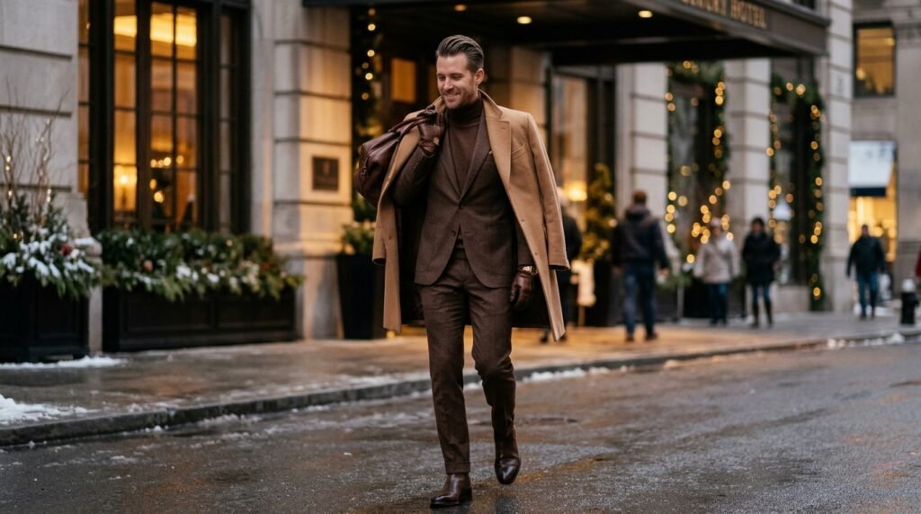 all brown suit outfit