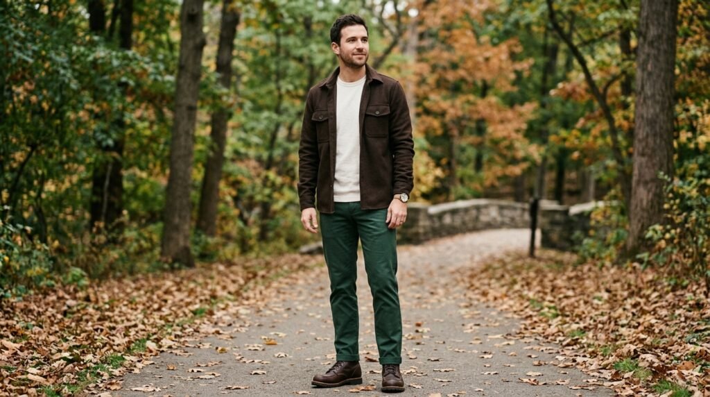 earth tone preppy outfit