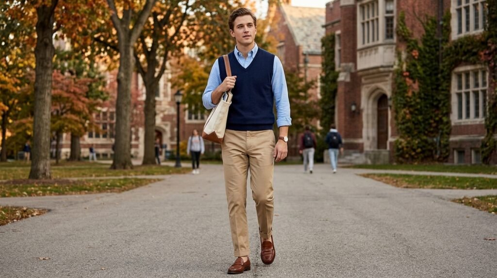classic campus preppy outfit