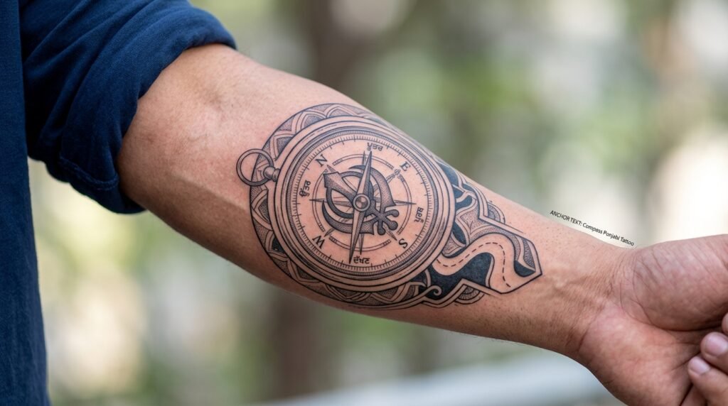 Compass Punjabi Tattoo