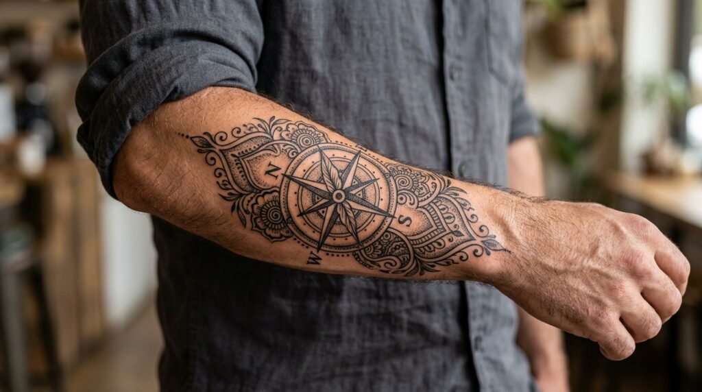 Compass Mehndi Design