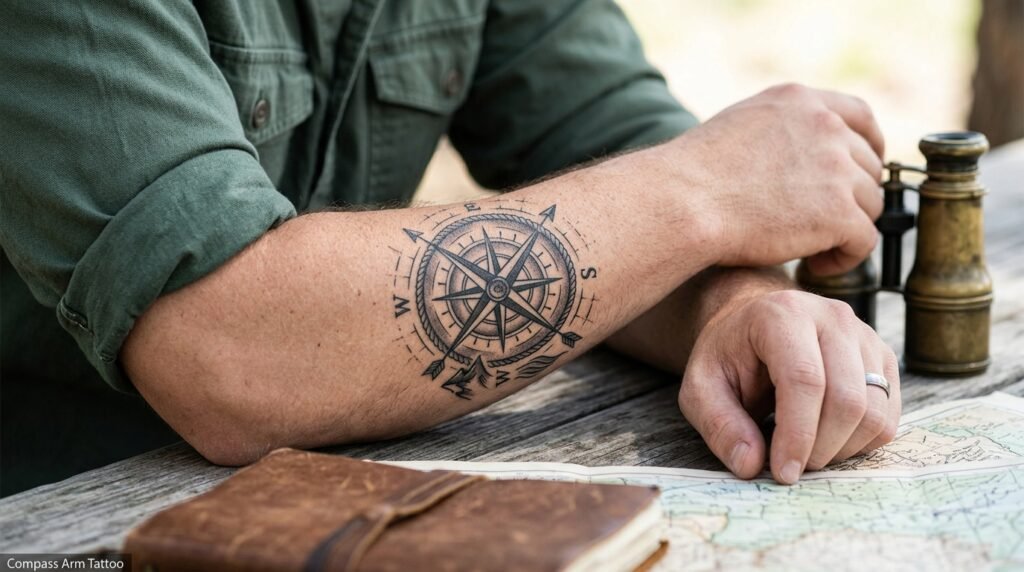 Compass Arm Tattoo