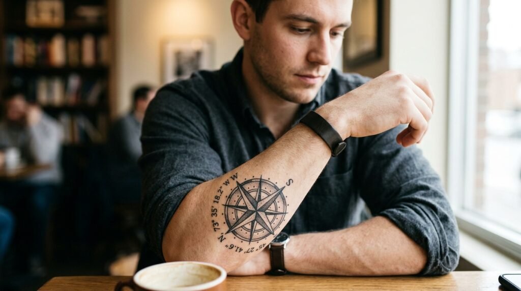Meaningful Compass Forearm Tattoo