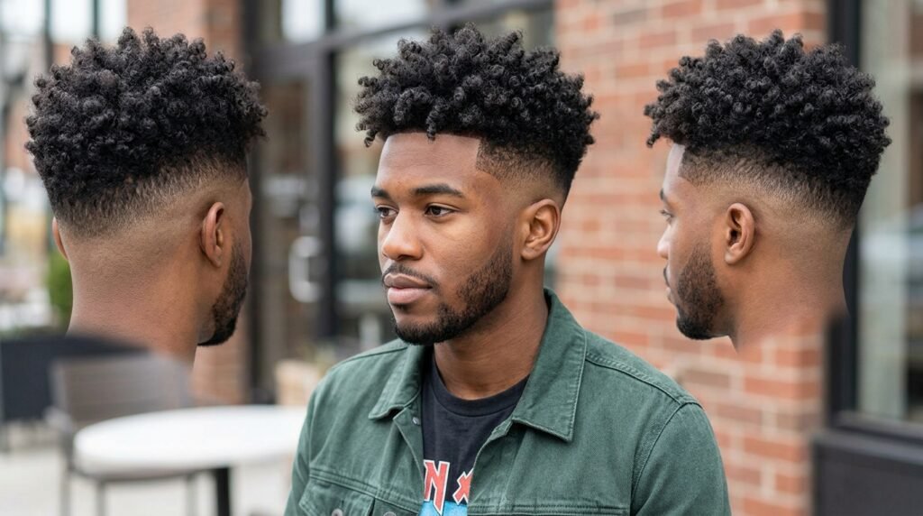 curly high fade style
