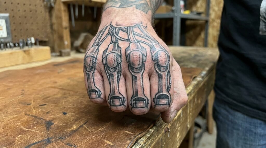 biomechanical tattoo hand men