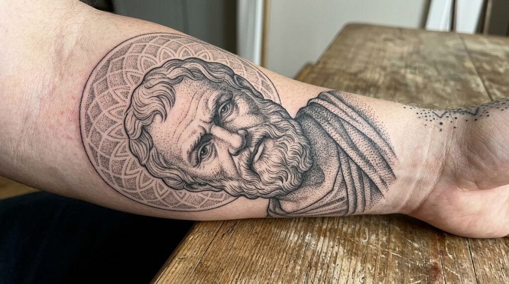 dotwork portrait sleeve