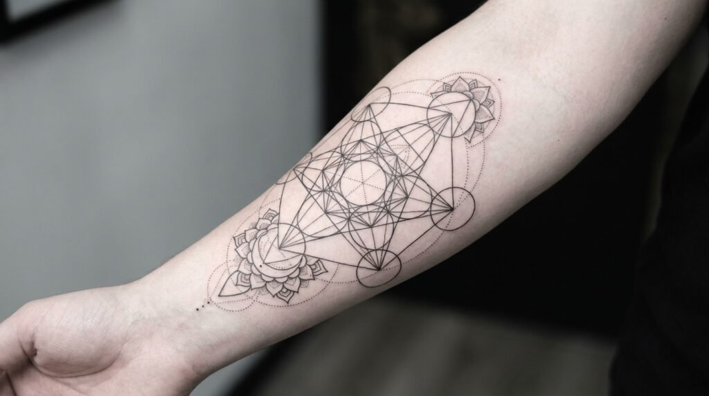 inside forearm geometric tattoo