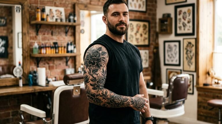 Floral Sleeve Tattoo Men
