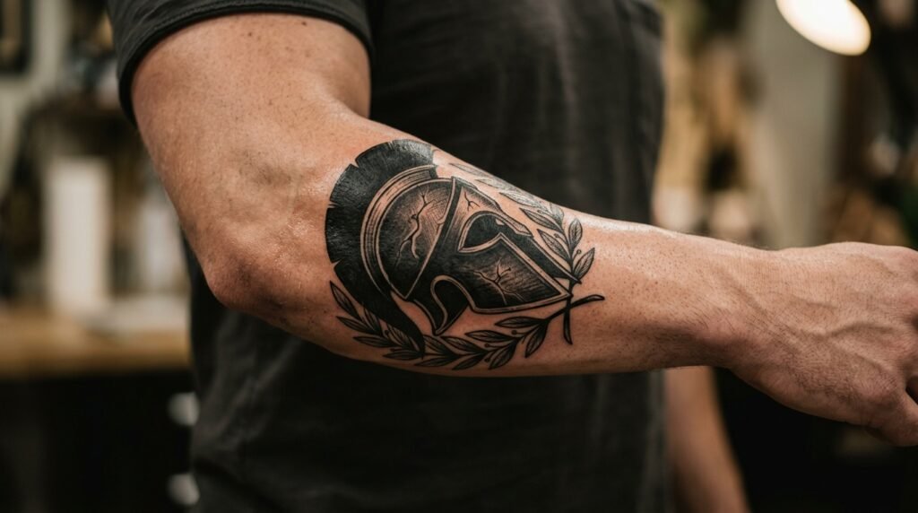 Greek Helmet Tattoo