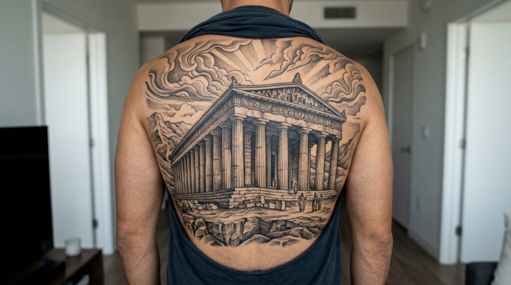 Greek Back Tattoo