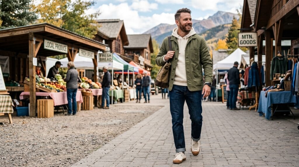 rugged casual athleisure outfit