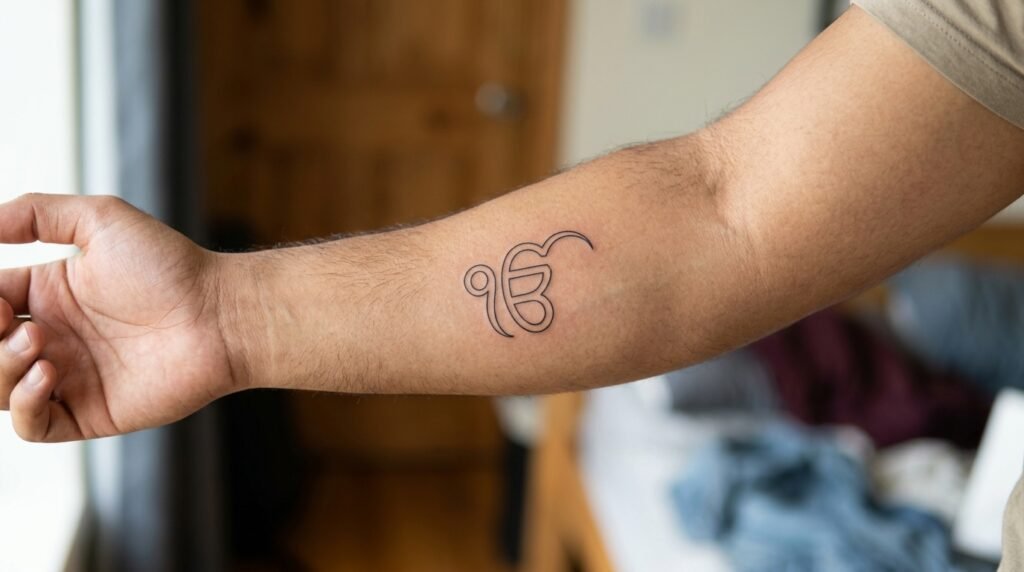 Ik Onkar Forearm Tattoo