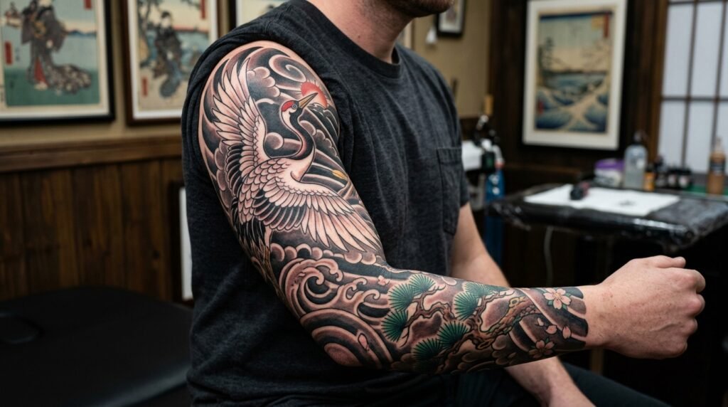 Japanese Crane Tattoo