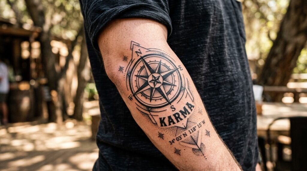 karma compass tattoo