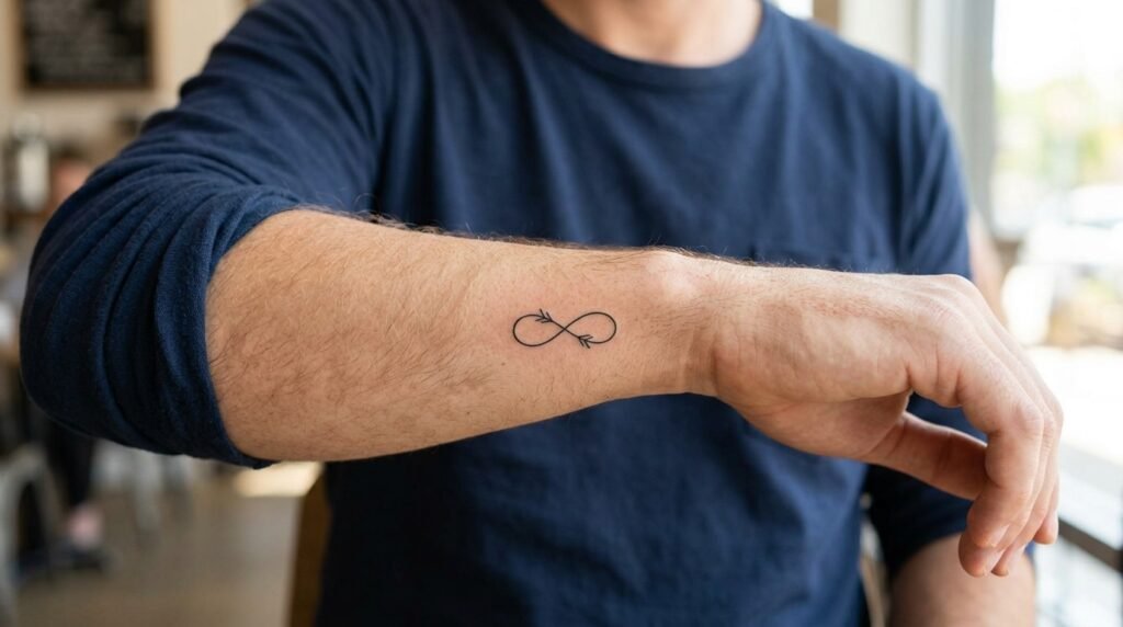 small karma symbol tattoo