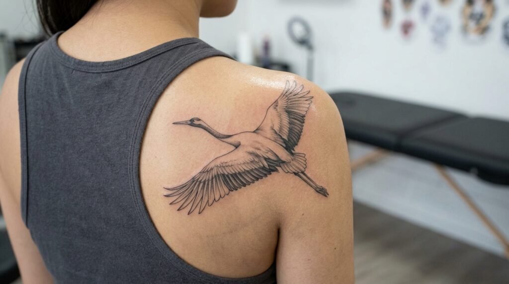 Korean Crane Tattoo