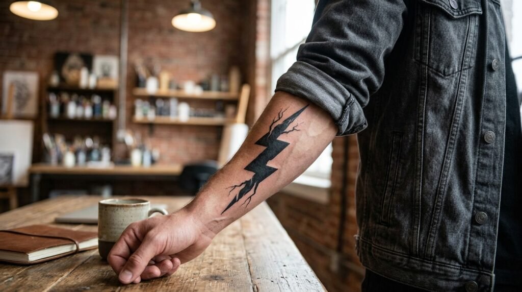 Forearm Lightning Tattoo