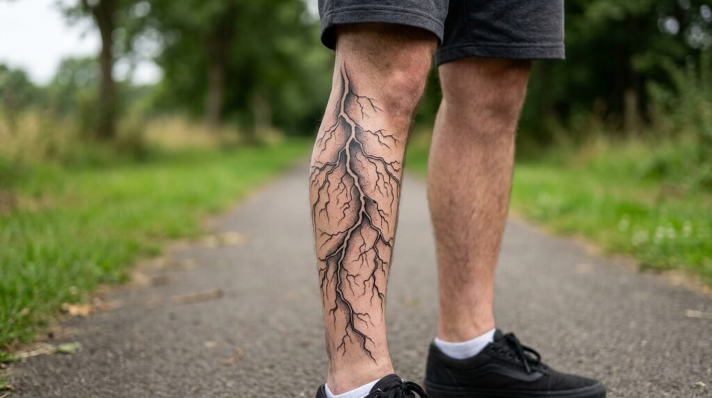 Lightning Leg Tattoo