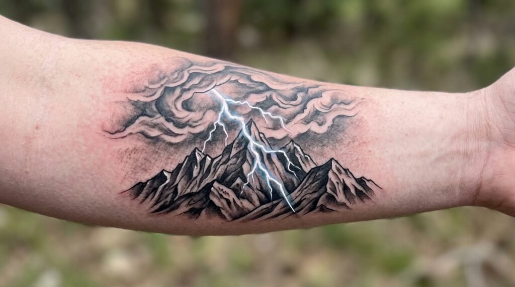 Mountain Lightning Tattoo