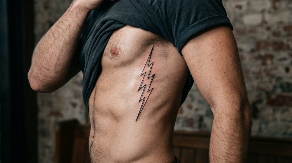  Rib Lightning Tattoo
