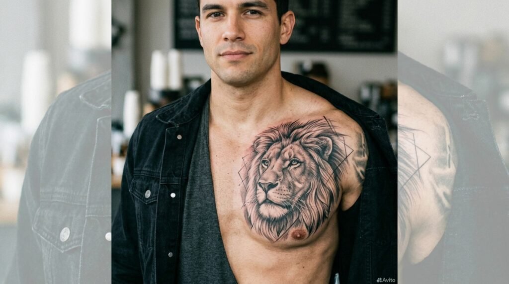 Lion Chest Tattoo