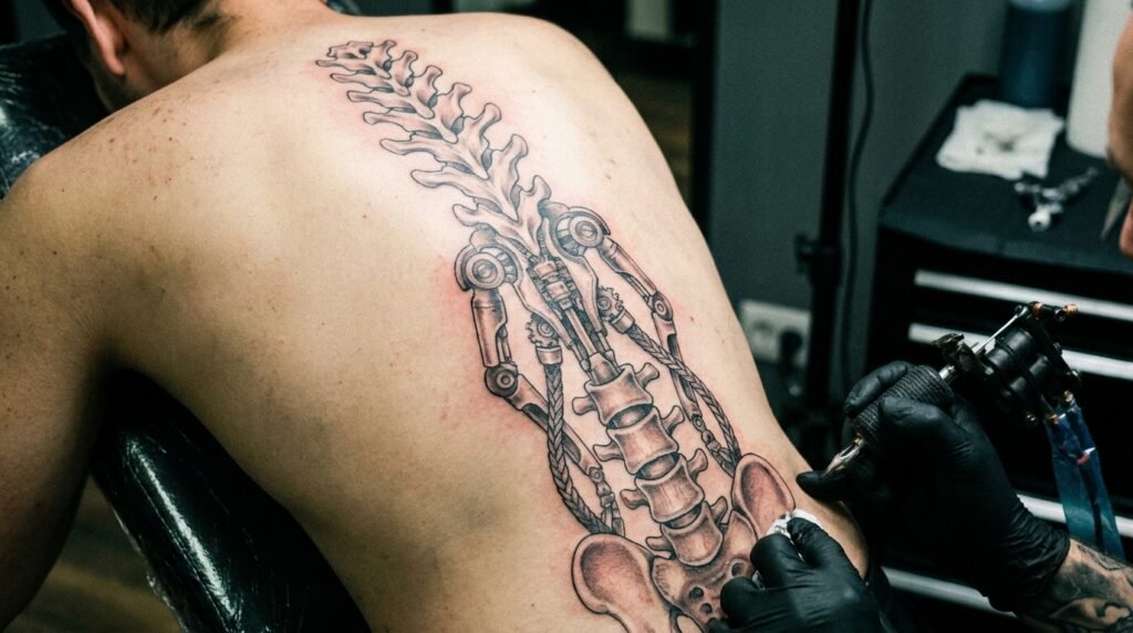 back biomechanical tattoo