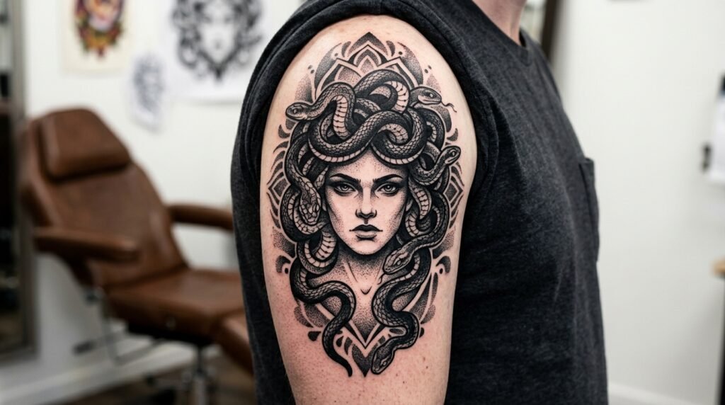 Medusa Blackwork Tattoo