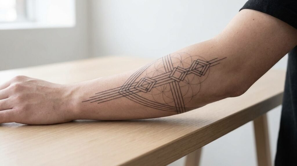 minimal geometric forearm sleeve
