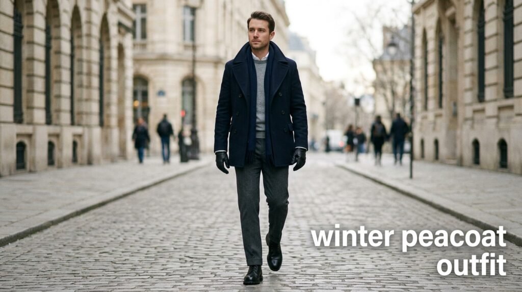 winter peacoat outfit