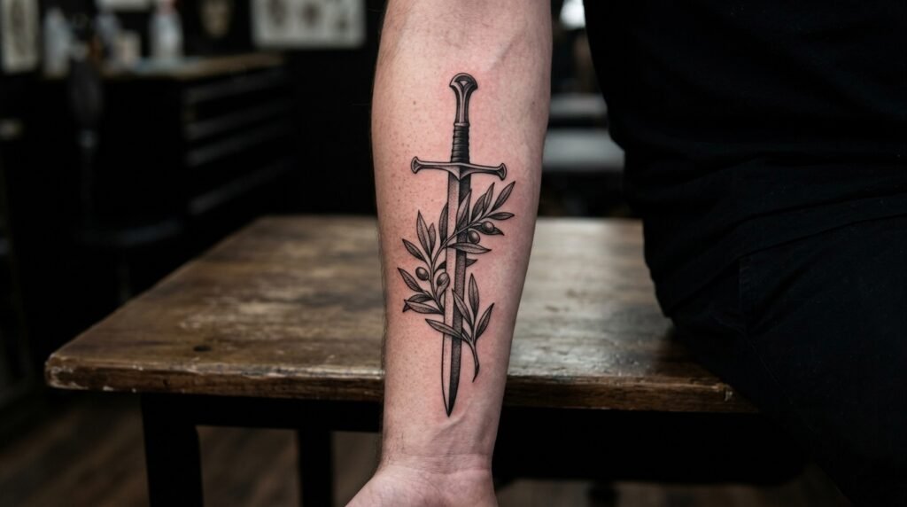 Olive Sword Tattoo