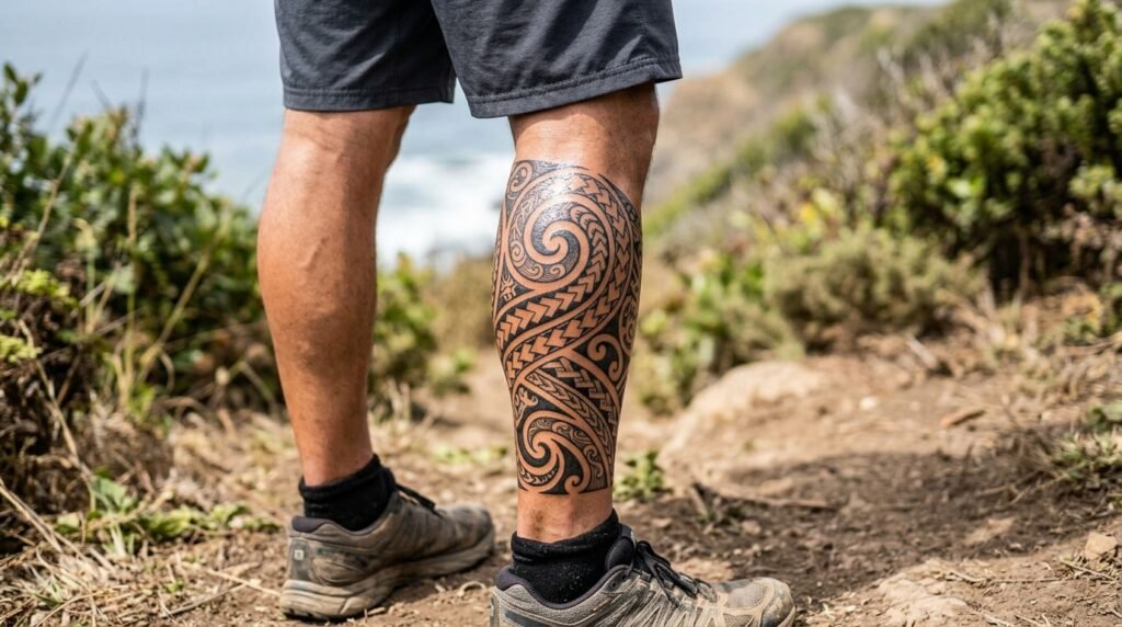 Polynesian Calf Tattoo