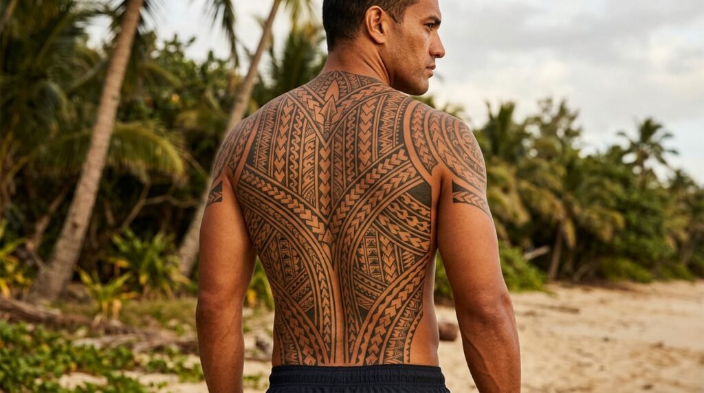Polynesian Back Tattoo