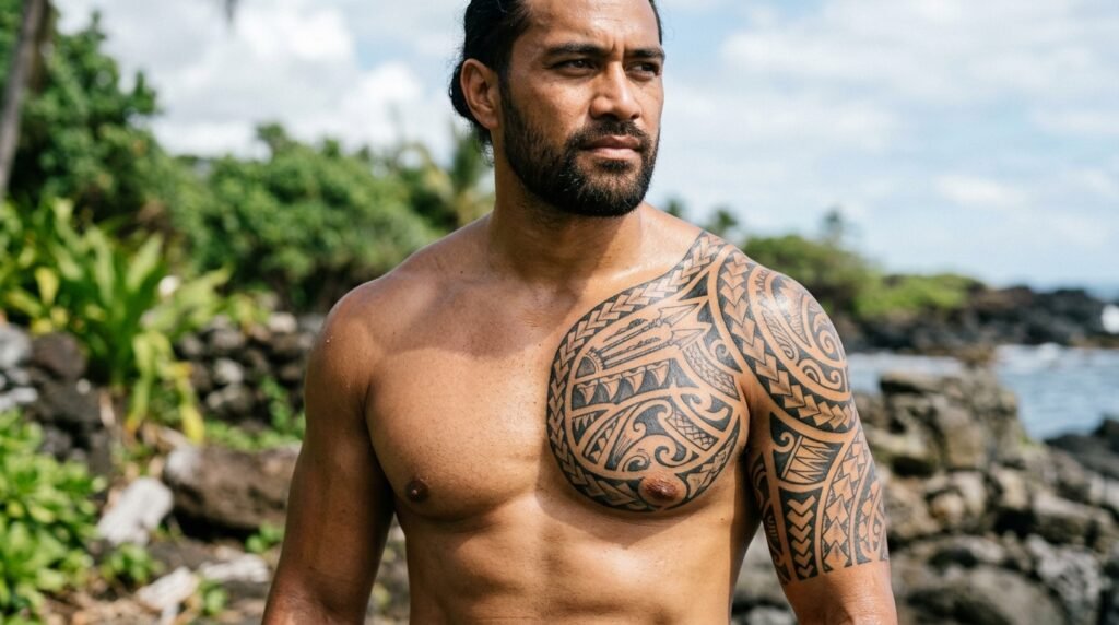 Polynesian Chest Tattoo