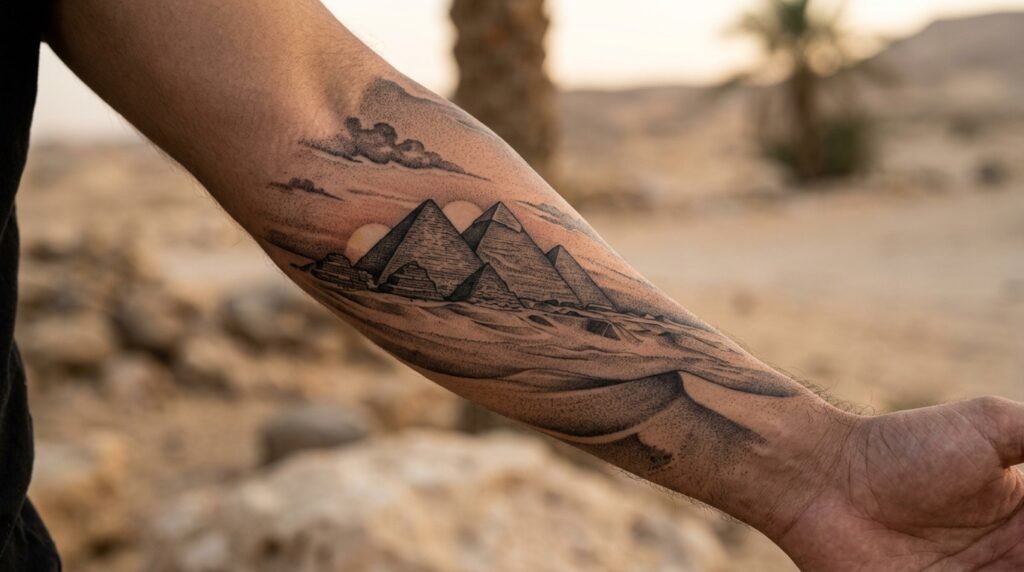 Pyramid Landscape Tattoo