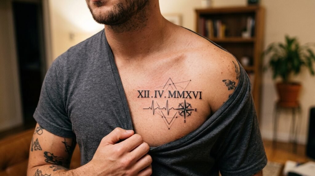 Roman Numeral Chest Tattoo