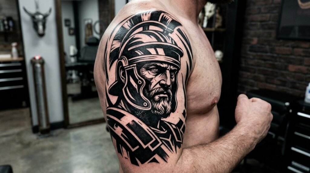 Roman warrior portrait sleeve