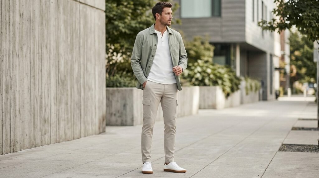 sage overshirt outfit