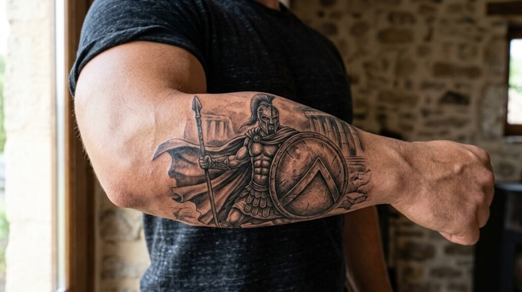 Spartan Warrior Forearm Tattoo