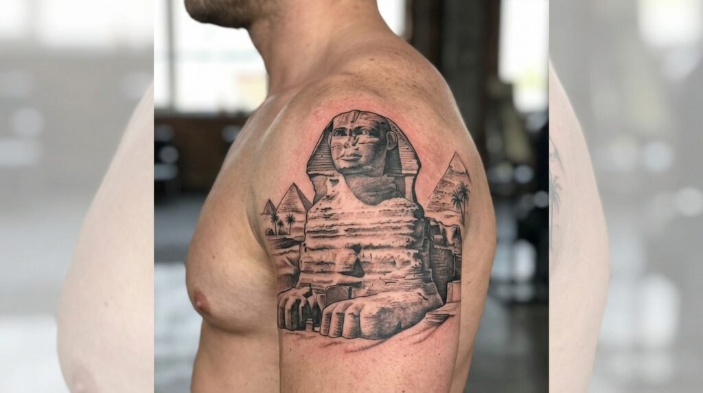Sphinx Shoulder Tattoo