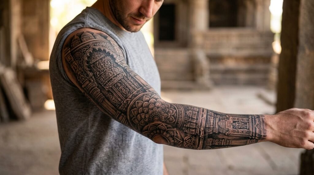 temple architecture tattoo