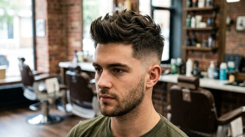 textured faux hawk fade
