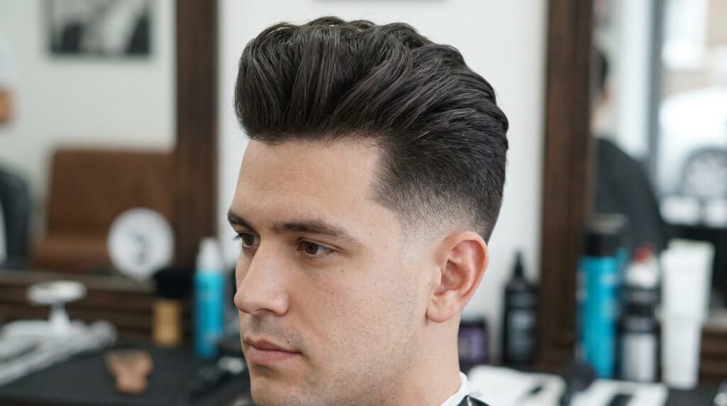 mid drop fade pompadour