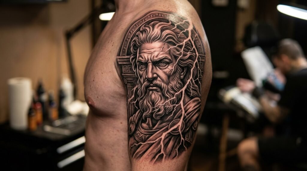 Greek Zeus Arm Tattoo