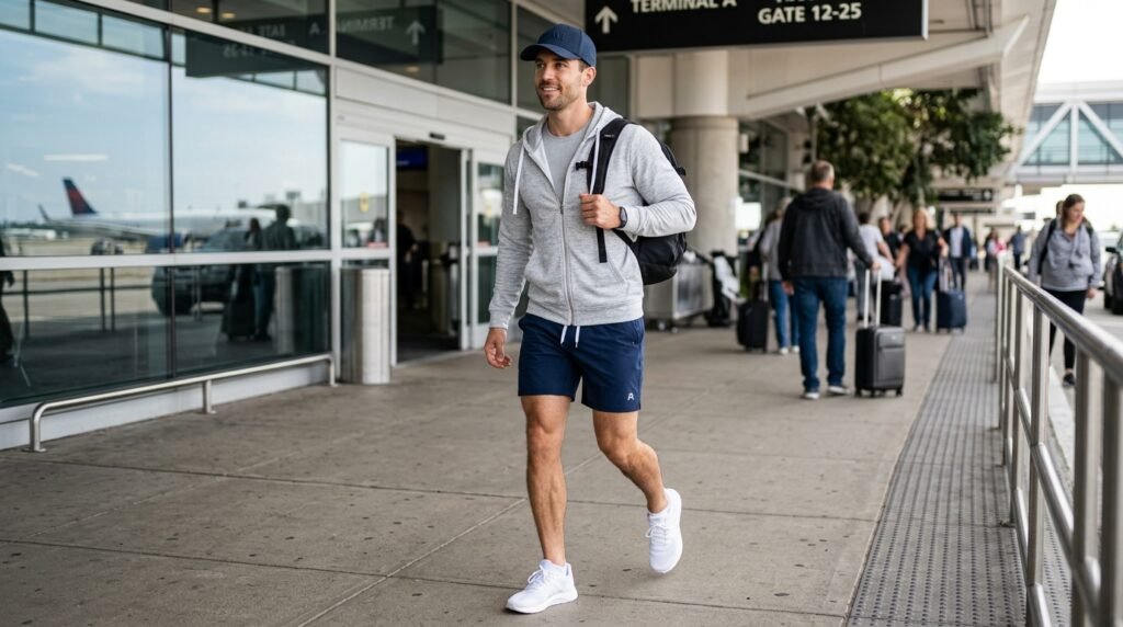 sporty travel athleisure outfit