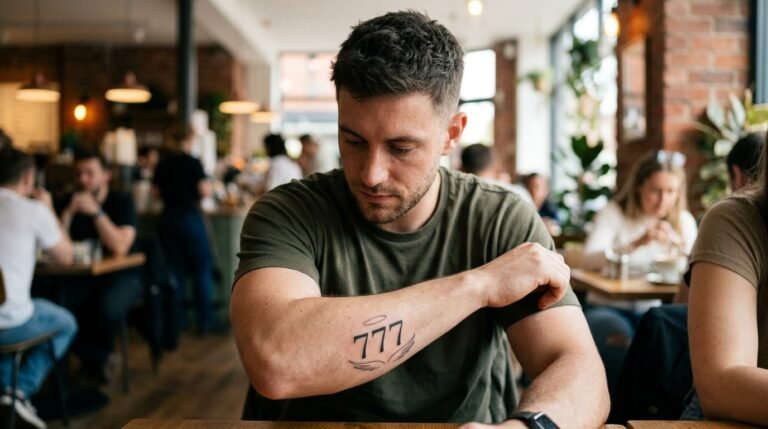 777 angel number tattoo for men