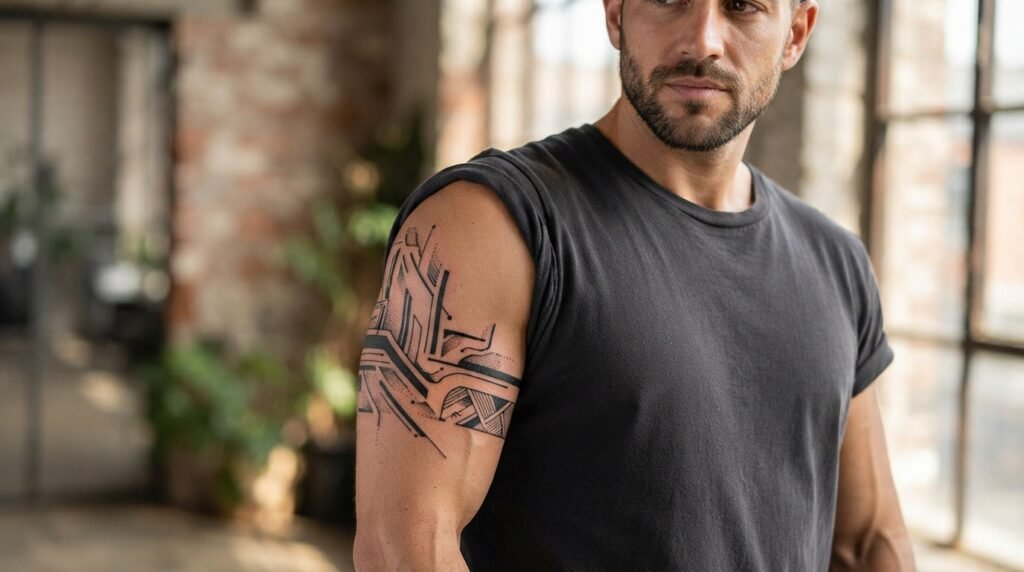 Abstract Bicep Tattoo