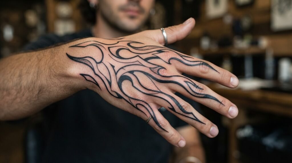 Flame Hand Tattoo